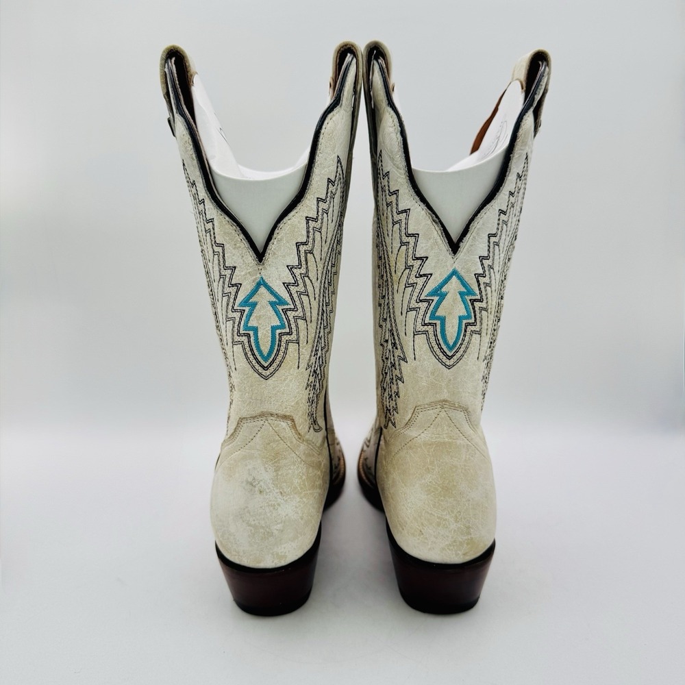 Dan Post Darcy Boots Women's Size 7.5 Distressed White Leather Snip Toe - Picture 13 of 16